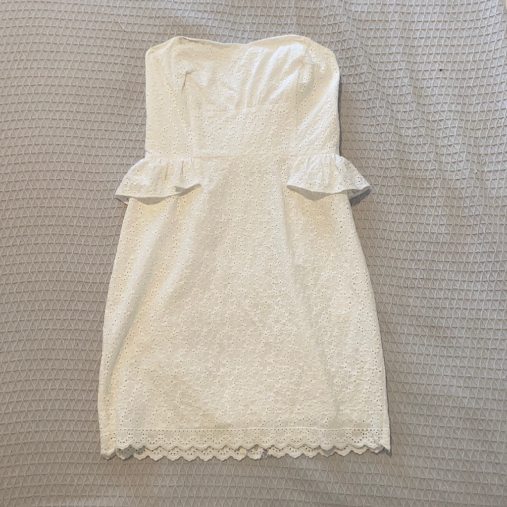 Lilly Pulitzer White Eyelet Lace Strapless Dress